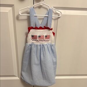 Patriotic Blue and Red Smocked Dress